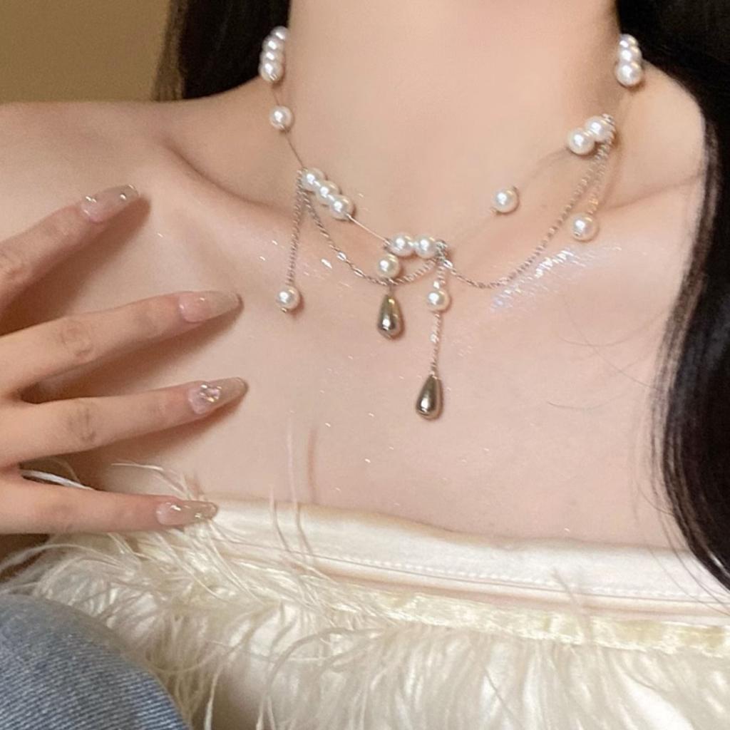 Pearl Mermaid Tassel Pearl Necklace Necklace Design Women's Light Luxury Niche Clavicle Advanced New Temperament Accessories