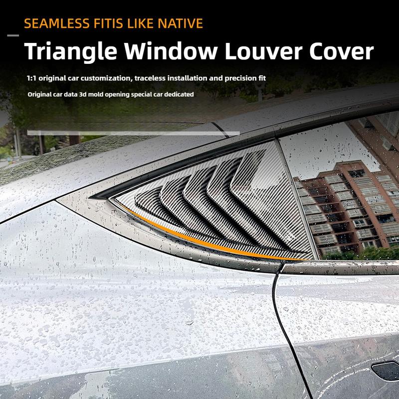 2PCS Side Window Louver Cover Sport Style For Tesla Model 3 Y Juniper Highland 2025-2020 2026 Rear Window Spoiler Shutter Cover