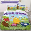 Custom Name Babblarna Bedding,Quilt Set Quilt Cover Pillowcase Home Birthday Gift(1 * Duvet Cover + 2 * Pillowcase, Without Core)_xia