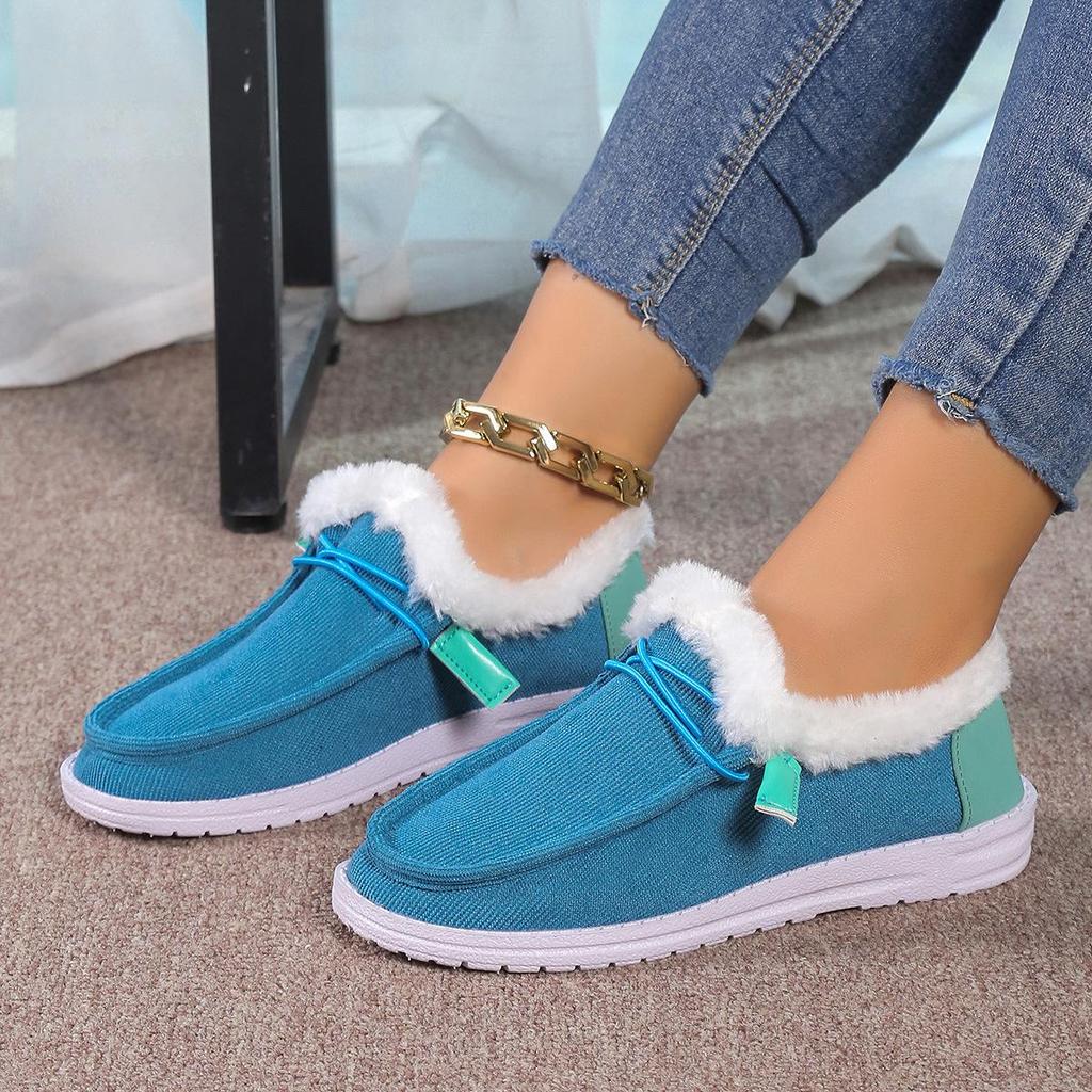 Large Casual Snow Boots Autumn Winter Round Head Short Tube Velvet Fleece Lace Up Cotton Boots Shoes 36-43