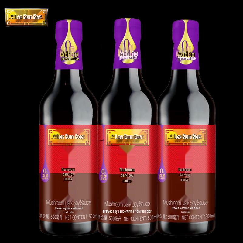 Lee Kum Kee Mushroom Dark Soy Sauce, 3 x 500ml