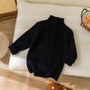Girls' Korean Style Solid Color Knit Sweater - Simple Round Neck Autumn/Winter Children's Clothing