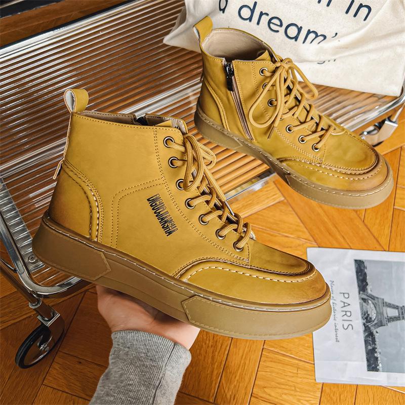 

Ботинки Martin мужские модные высокие рабочие ботинки Zhongbang 2024 новые ретро ботинки из ревеня 50098-J 38 жёлтый