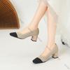 Buty Damskie Wysokie Obcasy Wygodne Kwadratowe Dzianinowe Oddychające Wygodne Damskie Baleriny (5 cm Wysoki) Kolekcja 2025