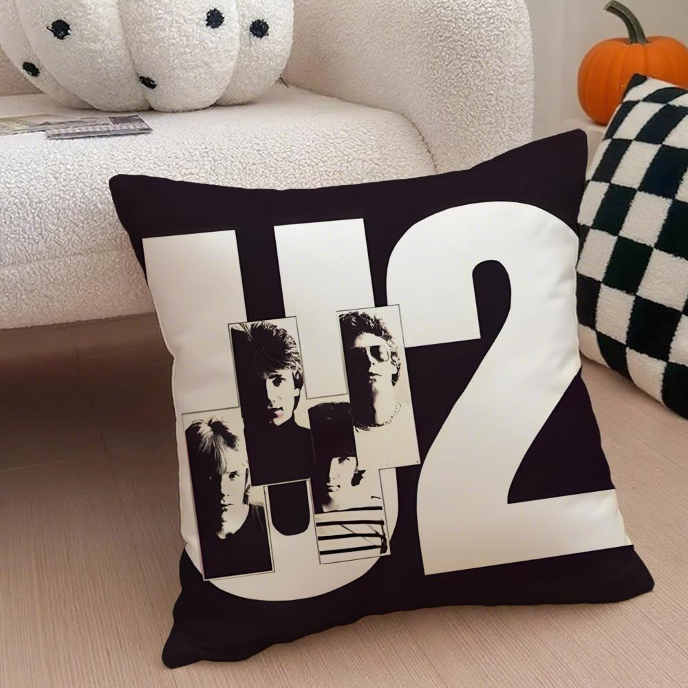 Rock Band UU2 Cushion Cover Throw Pillow Cover Hidden Button Durable Polyester Chair Cushion