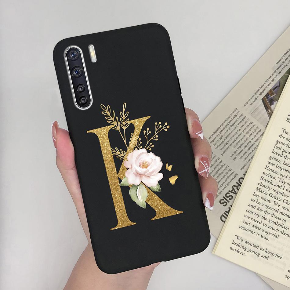 

For OPPO A91 F15 Reno3 Phone Case Couple A-Z 26Letter Anti Drop Soft Silicone Matte Back Cover For OPPO A 91 F 15 Reno 3 Bumper OPPO A91