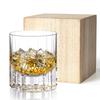 Crystal Rock Glass, Whiskey Glass, Hand-Engraved, 260ml, Thick Base Design, Wooden Box, Gift Set