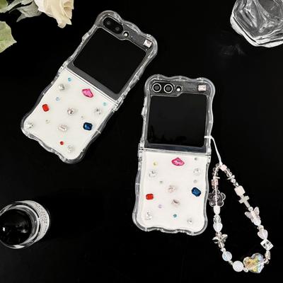 Für Samsung Galaxy Z Flip 6 5 4 3 Hülle 3D Buntes Diamantarmband Welle Klar Stoßfestes Cover Für Samsung Z Flip6 ZFlip6