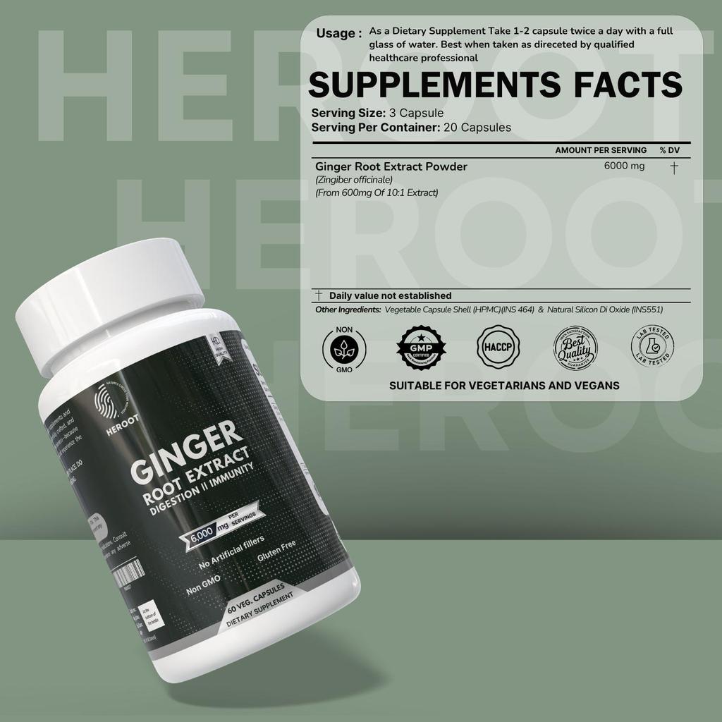 Bio-Ingwerwurzel (Zingiber officinale) Kapseln | 60 Stück