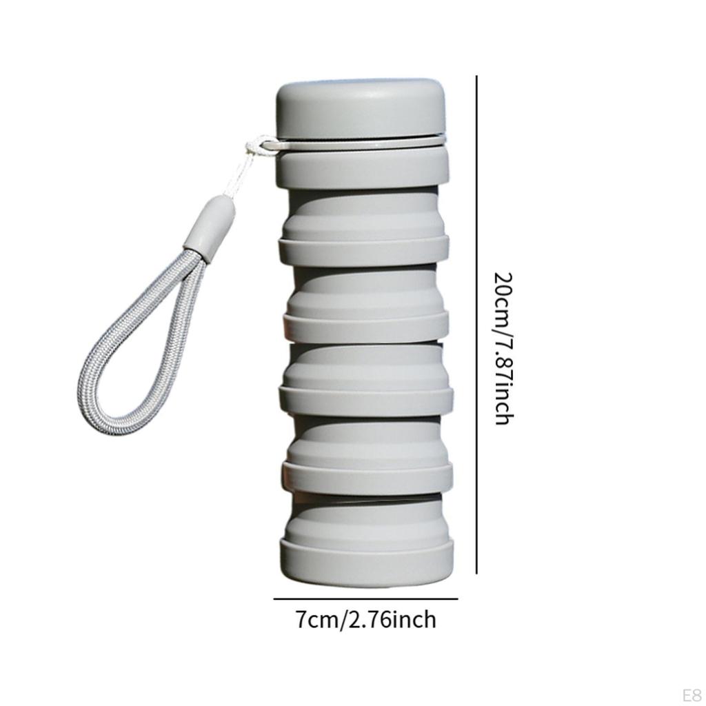 Water Bottle, 500ml Silicone Lightweight Reusable Sports Drinking Cup for Hiking Backpacking