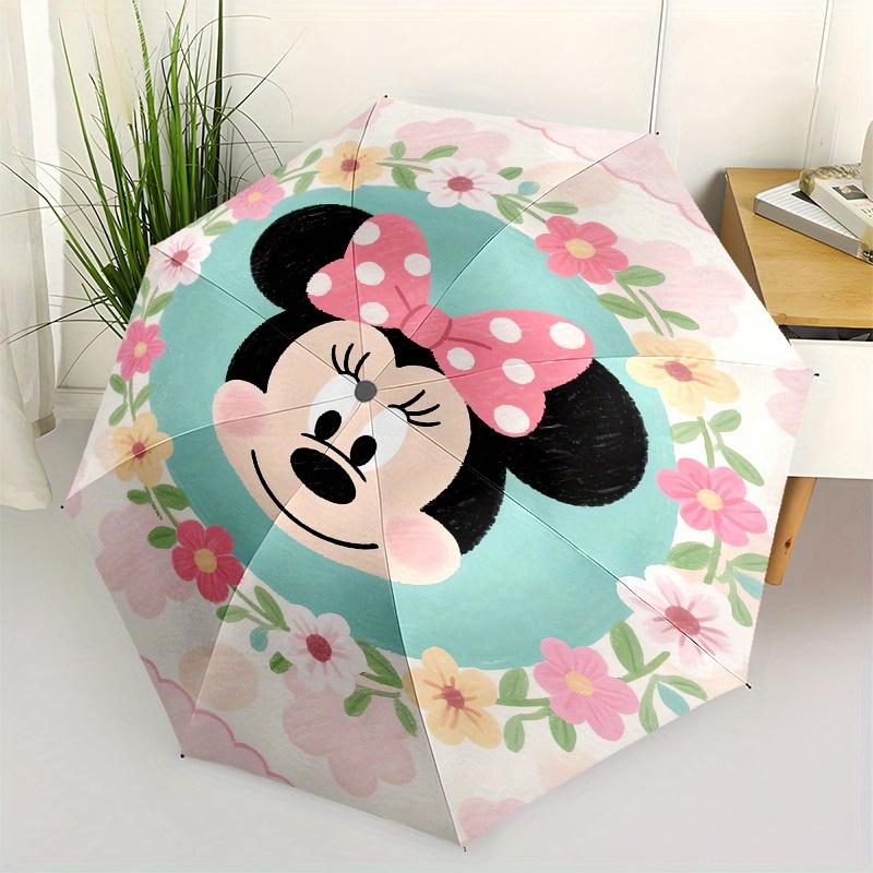 

Minnie Mouse, Floral Frame Automatic Opening and Closing Umbrella, Compact Travel Umbrella, Lightweight and Portable, Suitable for Beach Com