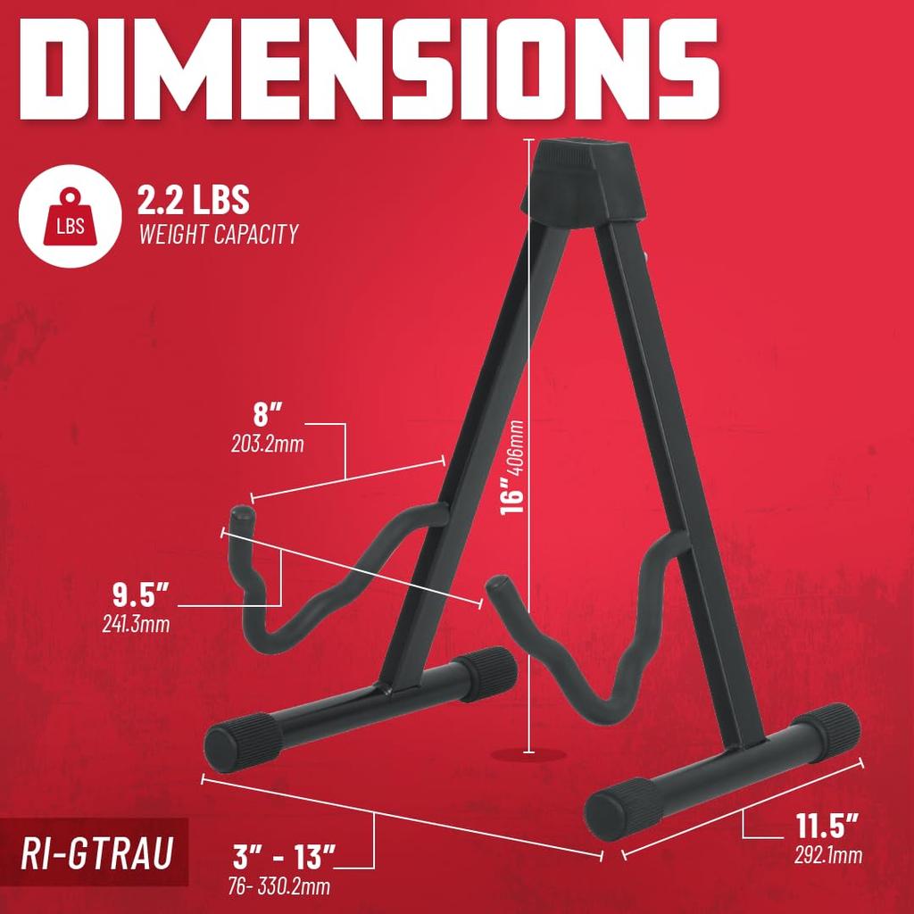 GATOR Frameworks Folding Guitar Compatible ROK-IT RI-GTRAU A-Type Stand, 3-Width