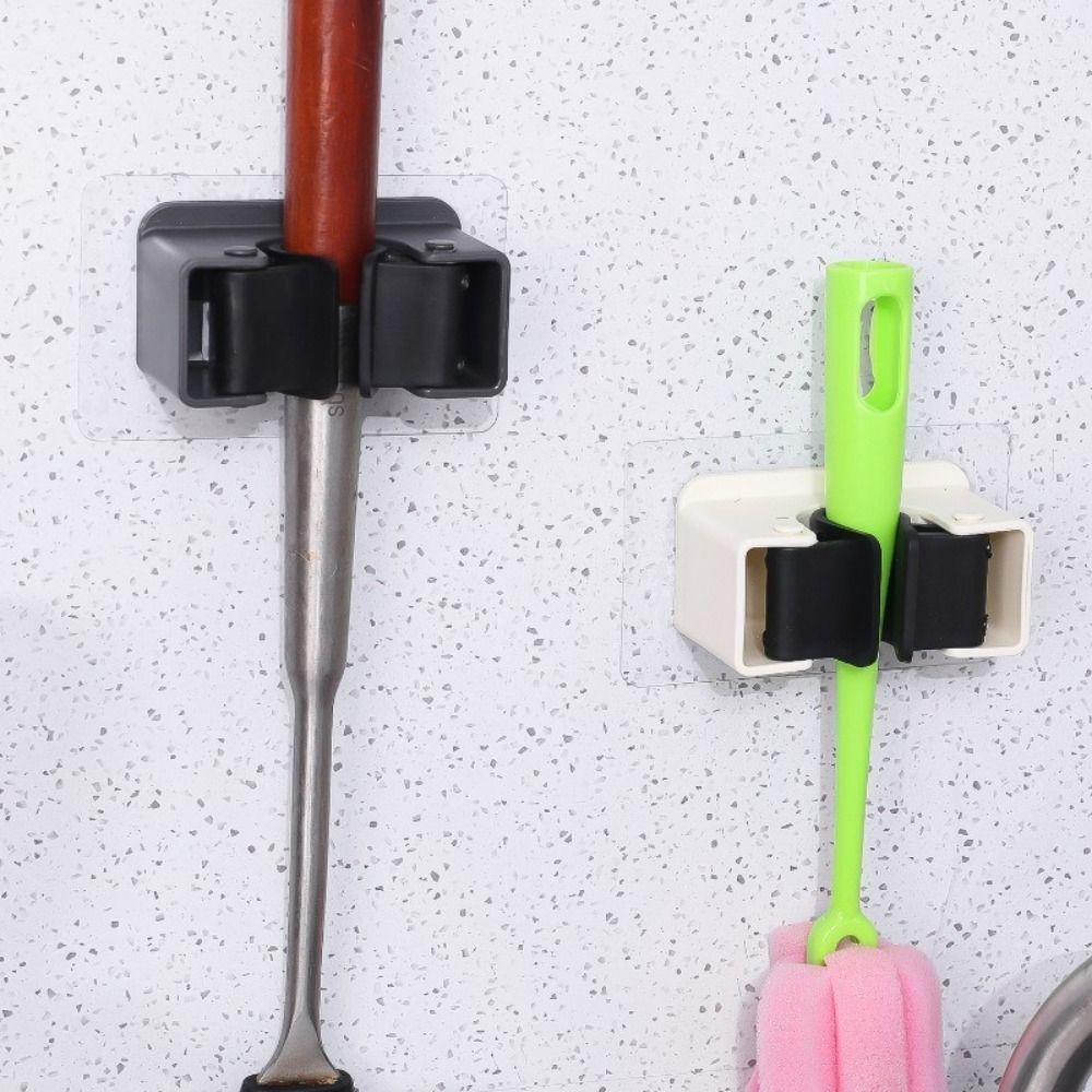 Traceless Mop Storage Holder Wall Mounted Broom Shelf New Bathroom Rack