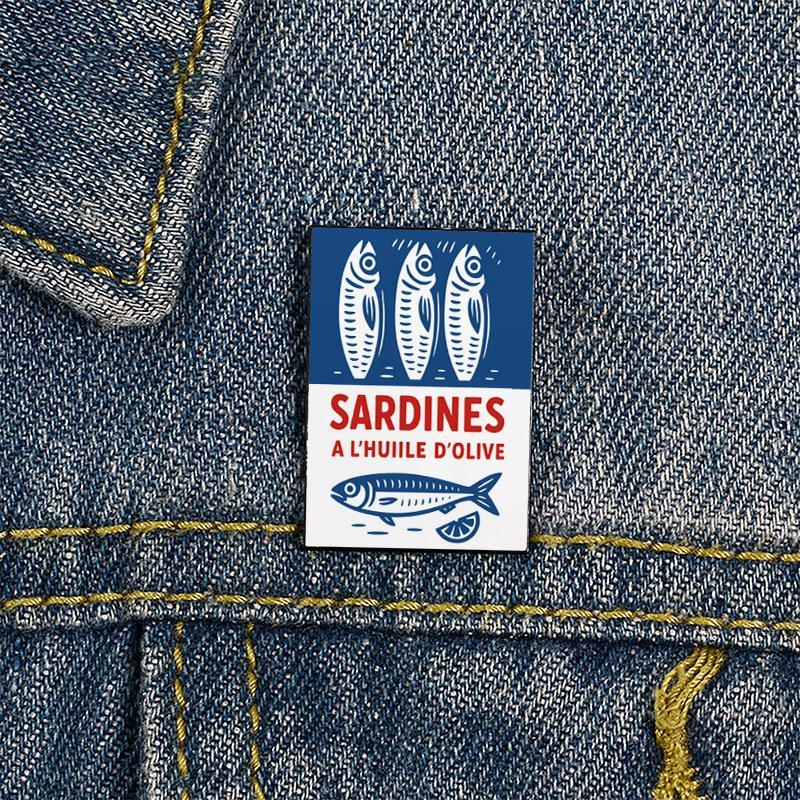 Sardine Can Art Enamel Pin Creative Cartoon Fish Brooch Cute Lapel Badge for Backpack Jacket Hat DIY Accessory