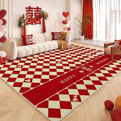 Tapete Grande Vermelho Estilo Chinês para Casamento Tapete de Cabeceira para Quarto para Uso Doméstico Celebração de Casamento Sala de Estar Sofá Manta de Mesa de Centro