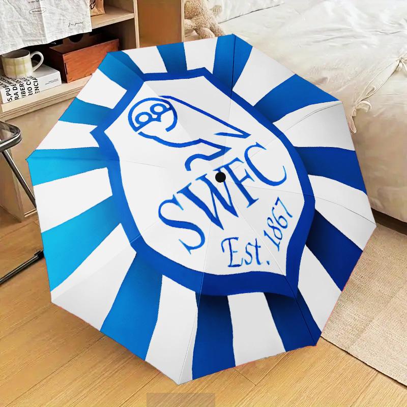 Blue Sheffield With Owl Automatic Folding Umbrella - 8-Rib Travel Umbrella with Auto Open/Close & Portable Gifts for Holidays or Birthdays