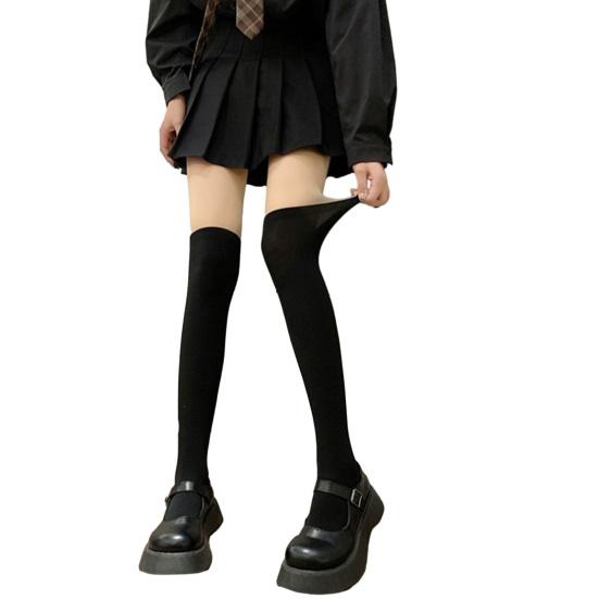 1 Pair Women Stockings High Elasticity Solid Color Over Knee Length Anti-slip Skinny Soft Student Girl Winter Long Socks