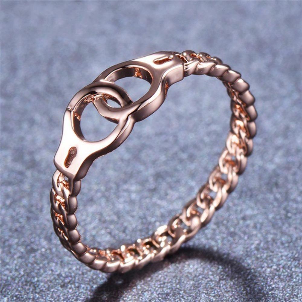 Creative Handcuff Rings for Women 18k Rose Gold Plated Unique Fashion Jewelry Gift no. 5