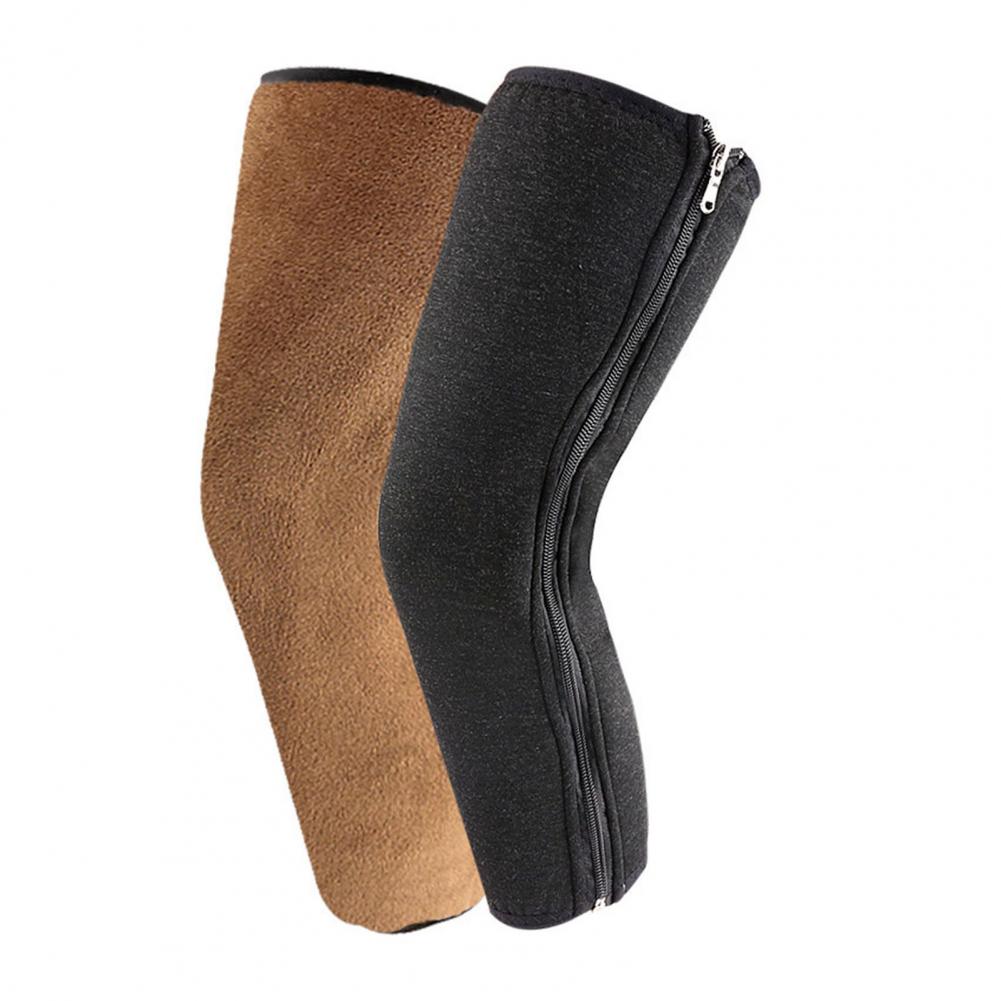 

Теплые наколенники с застежкой-молнией, зимний комплект поддержки колена, утолщенный флисовый наколенник с подкладкой из кашемира для артрита, для катания на лыжах XXXL коричневый