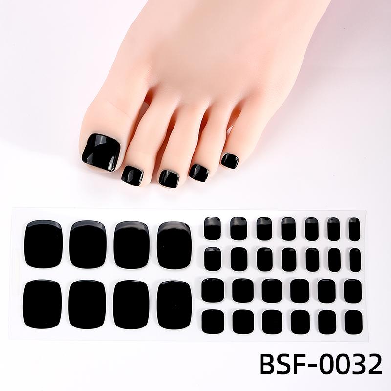 34tips UV Free Gel Toenail Sticker Solid Full Cover Gel Toenail Wraps Self-Adhesive Foot Nail Art Decoration