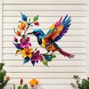 Metal Wall Art Bird and Flower Sculpture Decorative Iron Hanging Wall Decor for Indoor Outdoor Living Room Home Decoration