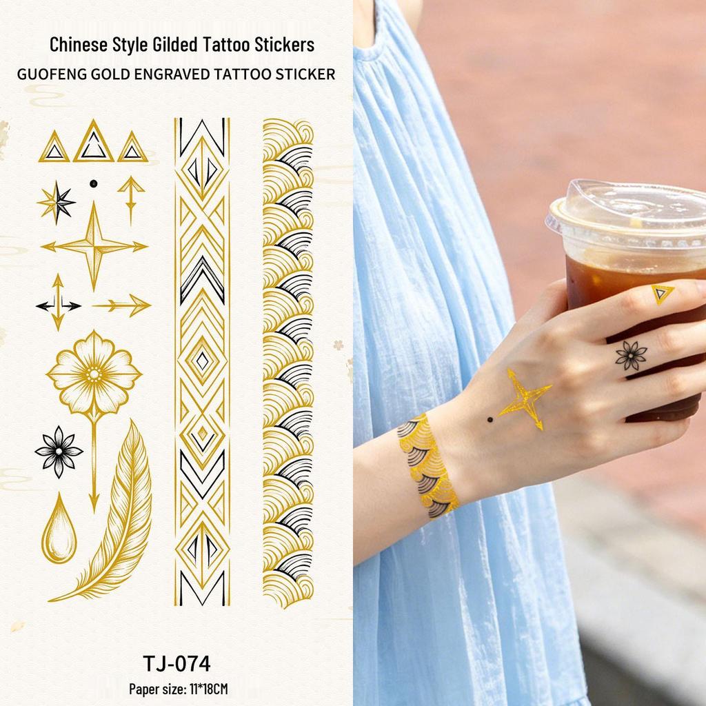 Chinese Style Waterproof Phoenix & Koi Tattoo Sticker - Long-lasting, Aesthetic Dunhuang Design for Arm & Collarbone
