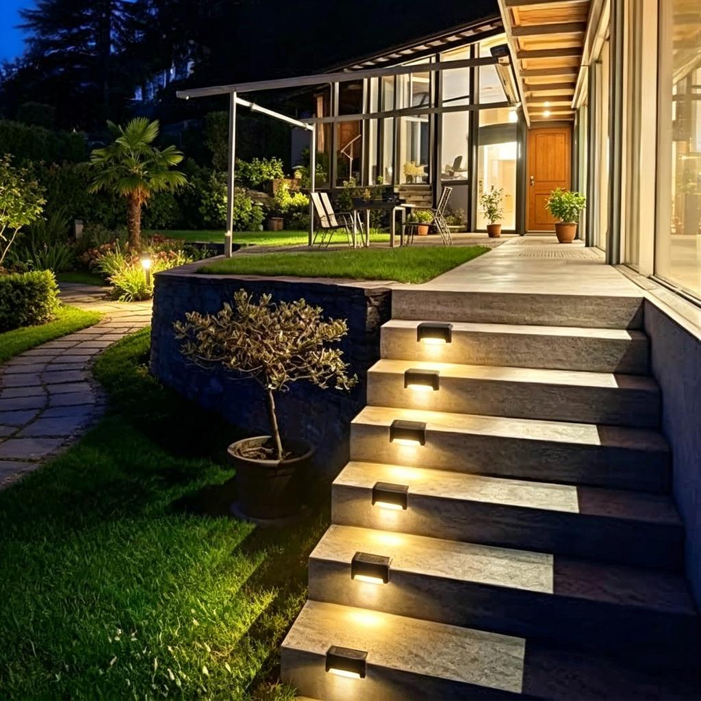 Solar Powered Outdoor Deck Lights Waterproof Step Stair Lights with Durable Plastic Housing for Garden Patio Pathway Fence Lighting