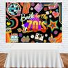 70er Jahre Disco Party Hintergrund | Polyester Banner für Geburtstage, Mottopartys | Retro 1970er Jahre Dekoration mit Discokugel, Neon Tanznacht