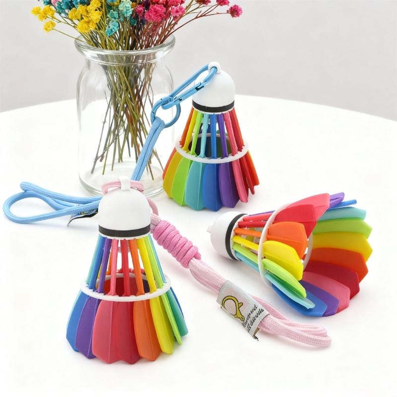 Portable Badminton Shaped Decoration Keychain Polylactic Acid Colorful Designs Multipurpose Accessory for Everyday Life