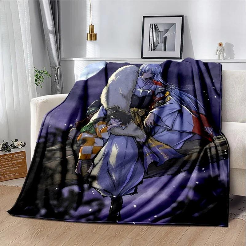 Cartoon Anime Inuyasha Throws Blanket for Sofa Bedding Couch Hiking Picnic Super Soft Cute kawaii Flannel Blanket birthday gift