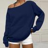 Women's Casual Fashion Solid Color Off-shoulder Long-sleeved Loose Sweatshirt With Pockets
