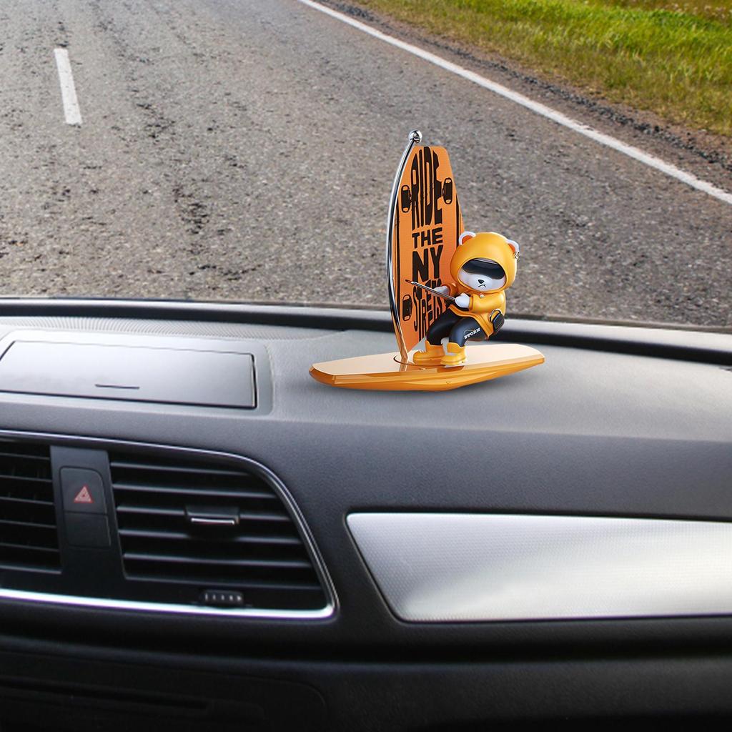 Car Figures For Dashboard Funny Surfing Bear Swinging Statue Animal Decor Car Dashboard Accessories For Truck Vehicle Sedan SUV
