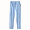 New European and American home leisure sports trousers men's cotton breathable solid color loose trend cotton and linen pants