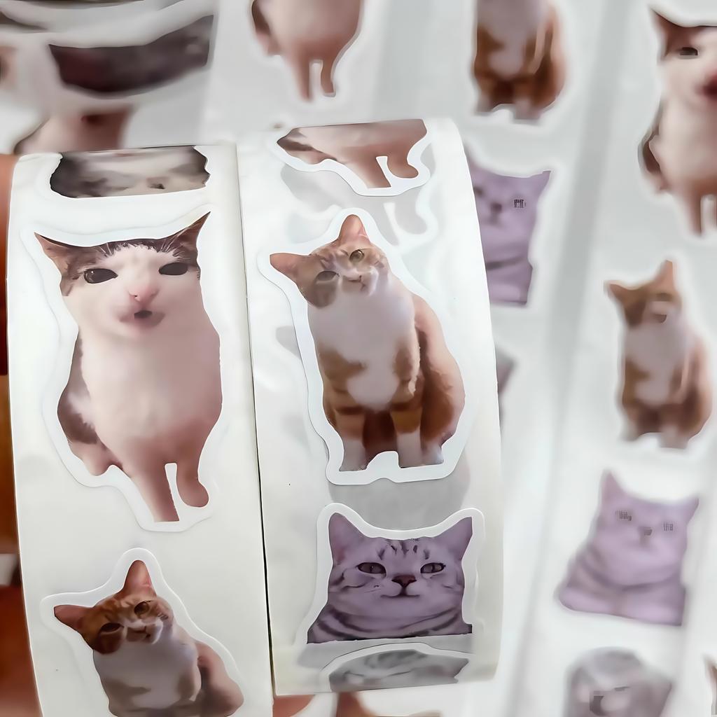 400 Stickers/Roll of Cat Stickers Waterproof Self-Adhesive Cat Sticker Suitable for Decorating Computers, Diaries, Mobile Phones, Envelopes, Notebooks