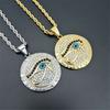 Pendentif Collier Oeil d'Horus Égyptien & Chaîne pour Hommes Femmes Couleur Or Acier Inoxydable Rond Hiphop Bijoux Anciens Égypte N1238