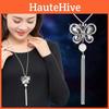 Chic Long Chain Butterfly Sweater Necklace With Rhinestone Embellishments For Women