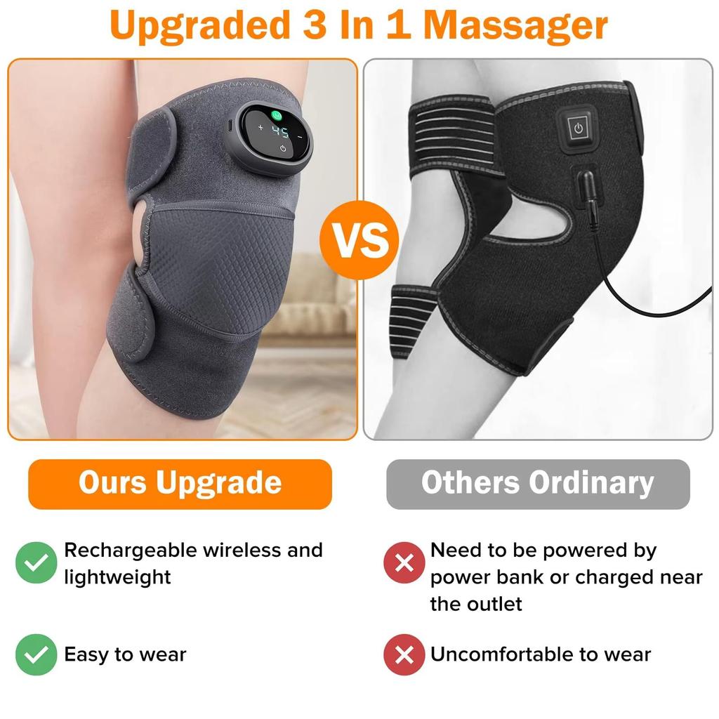 Portable Heated Knee Massager with Infrared Therapy – Magnetic Adjustable Knee Brace for Pain Relief and Muscle Relaxation