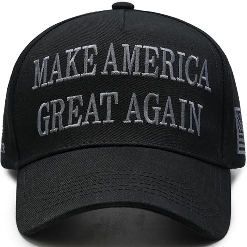 

Дональд 45-47 Никогда не сдавайся Кепка MAGA Сделай Америку снова великой слоган с флагом США Регулируемая бейсболка черная чёрный