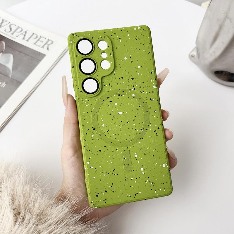 Dot Print TPU Slim Matte Magnetic Case For Samsung Galaxy S25 S24 Ultra S23 S22 S21 FE for Magsafe Soft Shockproof Lens Film Protection Phone Cover