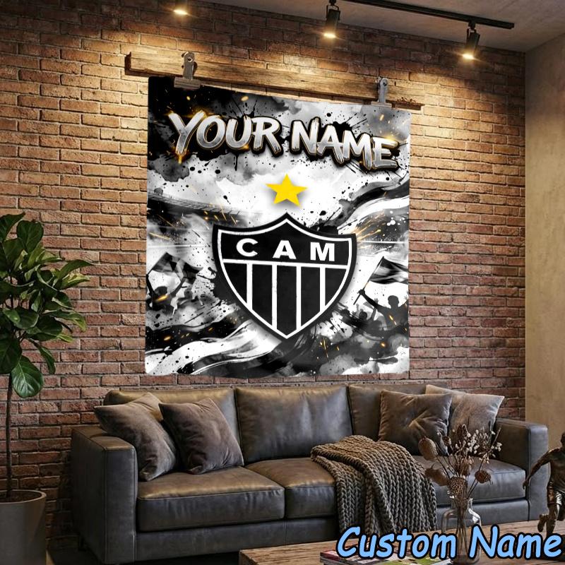 Custom Name Atletico Mineiro Hanging Tapestry Background Tapestry for Bedroom Living Room Dorm,Home Party Wall Decoration,Fan Gifts