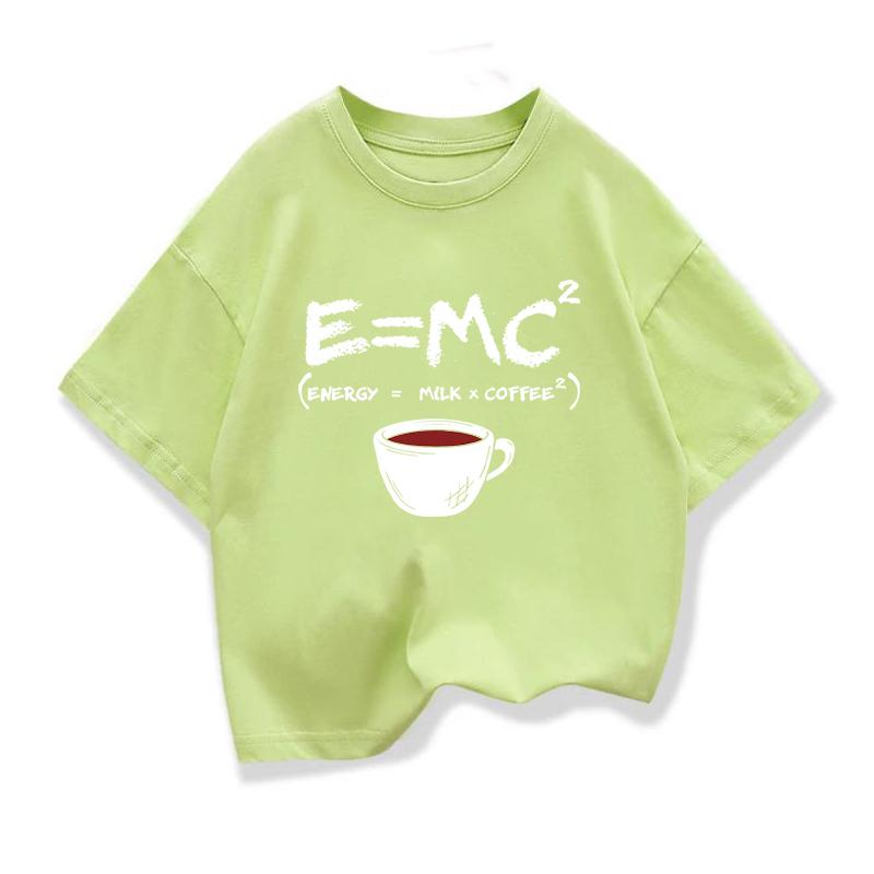 T-shirt d'été pour garçons Coton Décontracté Drôle Imprimé Énergie=Lait+Café Hommes Cool Lâche Col Rond Hauts Pour Bébés Enfants Manches Courtes T-shirts Hommes