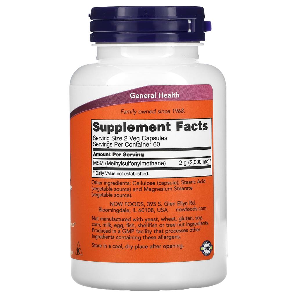 MSM, Metylsulfonylmetan, 1000 mg, 120 vegetabilske kapsler