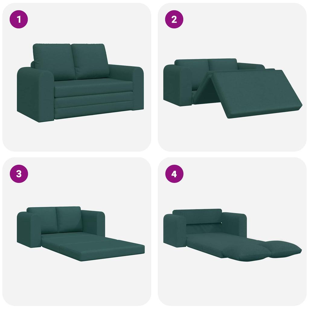 60 cm Dark Green Fabric Sleeper Sofa