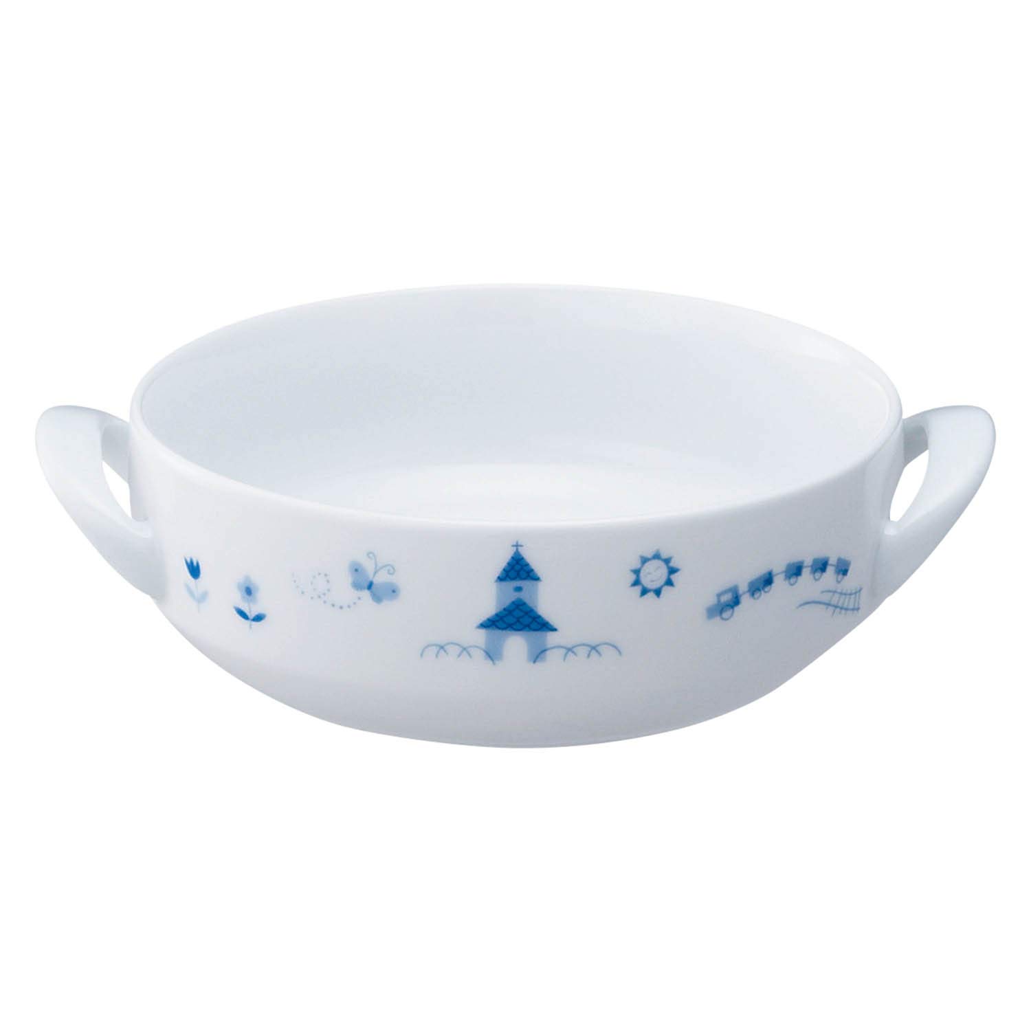 

Тарелка Noritake Light Step, 16 см x, для микроволновой печи и посудомоечной машины, из тонкого фарфора, с ручкой, 370 куб. см, Детская посуда, Безопасная, Синяя, (Армированный фарфор),