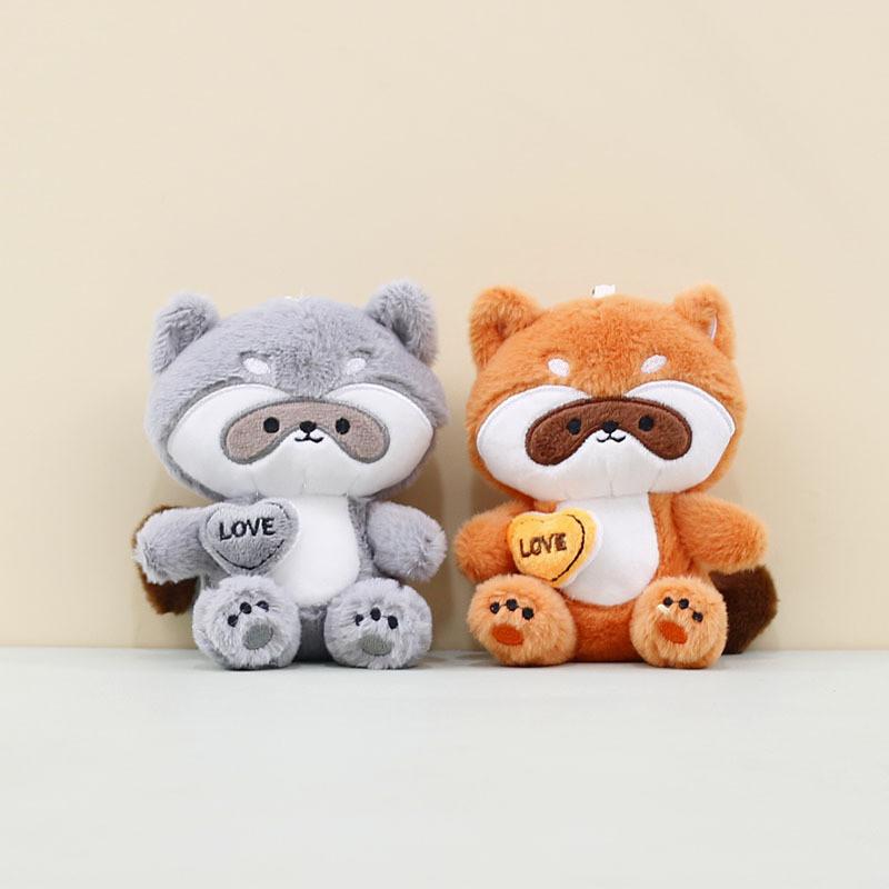 Adorable Orange Raccoon Plush Keychain Cute Stuffed Toy Short Plush Animal Doll