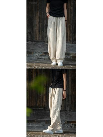 Spring 2026 Women's Cotton & Linen Lantern Pants: Artistic, Sand-Washed, Slimming, Casual Fit
