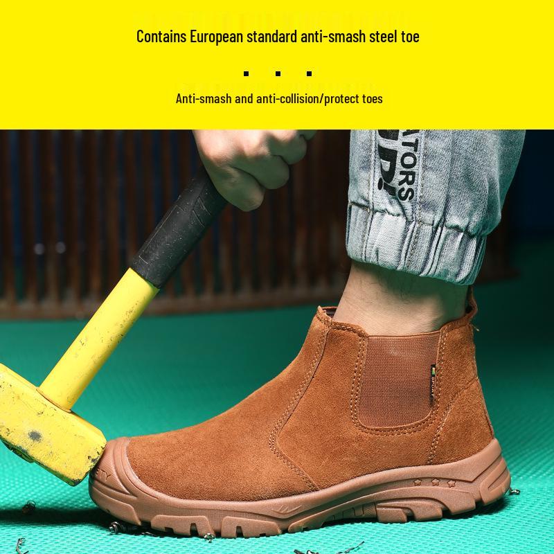 Zapatos de Trabajo de Ante Transpirables con Puntera de Acero para Hombre - Anti-Aplastamiento, Anti-Perforación, Anti-Deslizante, Ignífugo, Suela de Goma, Protección para Soldadura.