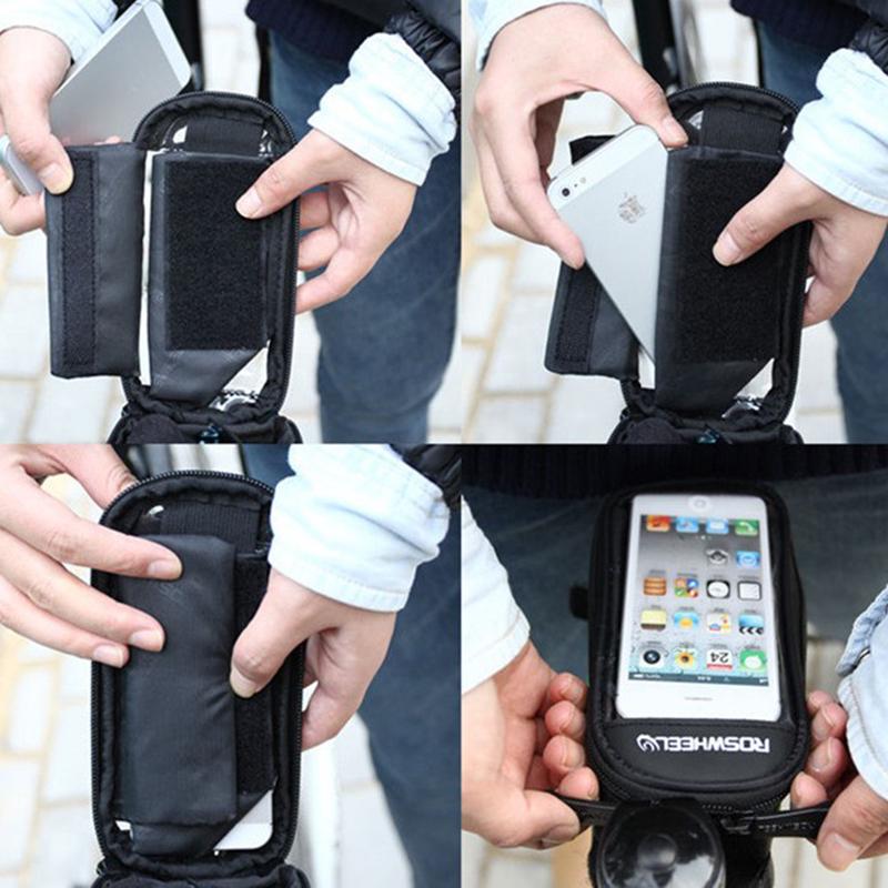 Waterproof Cycling Bike Bicycle Front Frame Tube Shock Absorption Padded Bag Case for Cell Phone