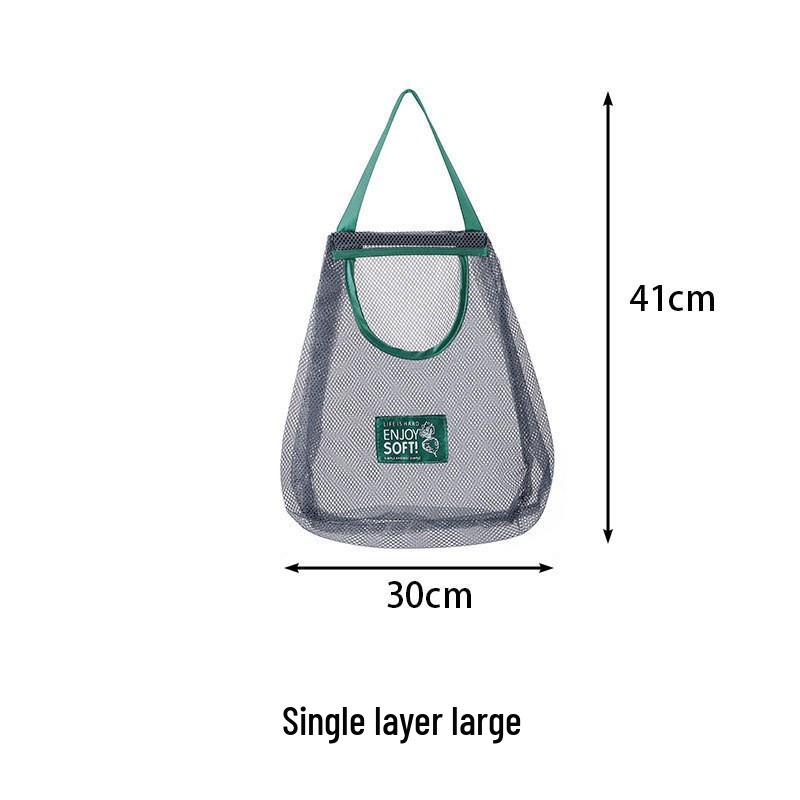 Wall-Mounted Breathable Mesh Storage Bag for Fruits, Vegetables, Ginger, and Garlic