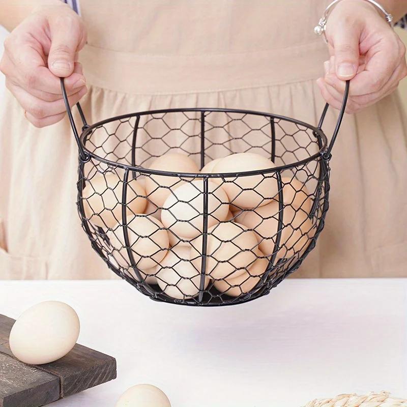 1/2Pc High Quality Kitchen Storage Metal Wire Egg Basket Farm Chicken Cover Egg Holder Organizer Storage Basket